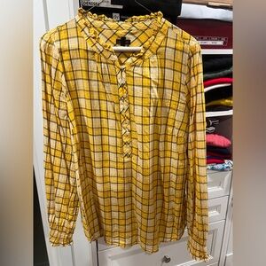 Talbots Yellow Checkered Blouse